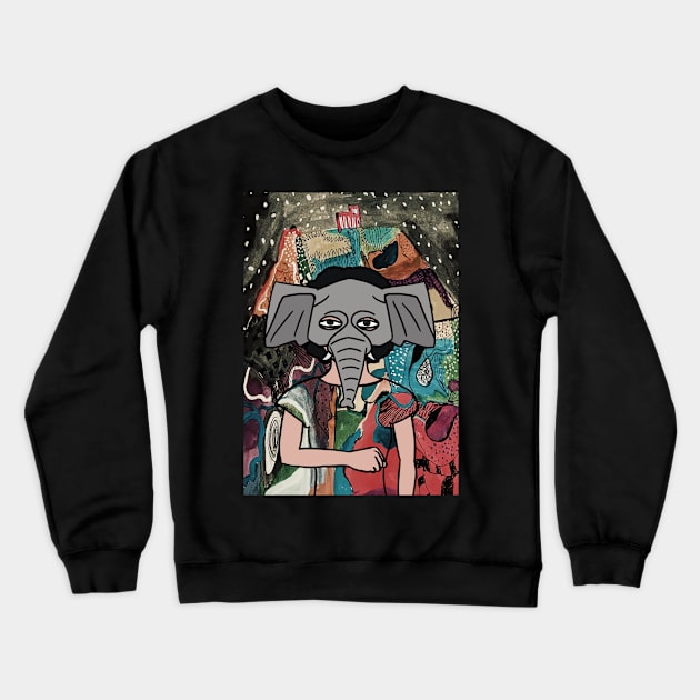 Enchanting FemaleMask NFT with AnimalEye Color and LightItem - Explore the World of Mystery Night Crewneck Sweatshirt by Hashed Art